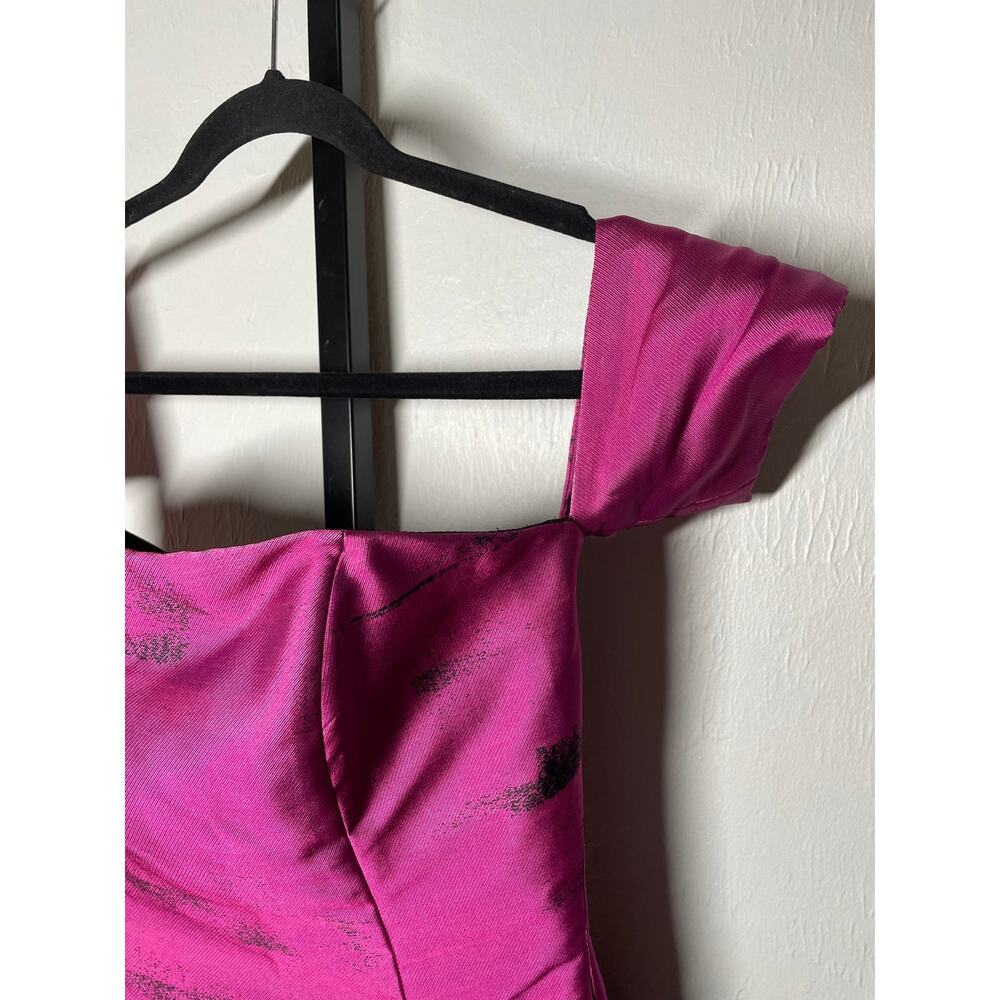 Sachin & Babi Noir Agyness Dress Womens 4 Pink Black Hi-Lo Off The Shoulder Gown - Picture 3 of 8